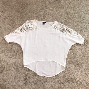 S Forever 21 White Lace Open Shoulder Top